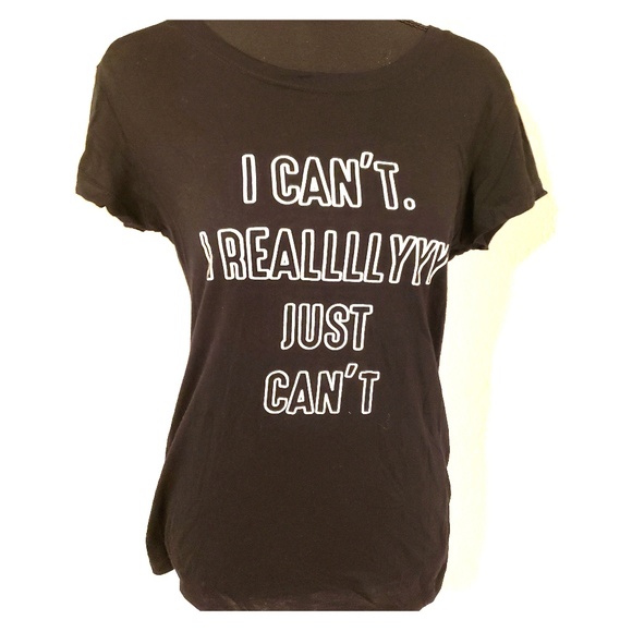 Tops - I Can't I Reallyyy Just Can't Black Expression Tee